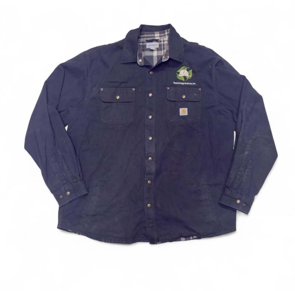 Carhartt Shirt Jac Size 2XL Tall Black Canvas Flannel Lined